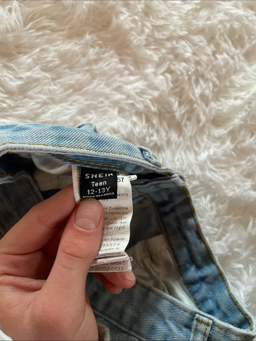 EUC Light Blue Teen Denim Shorts With Strawberries, Size 12/13 - Picture 3 of 3
